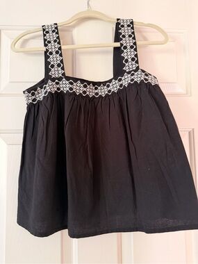 Mango Embroidered Cotton-Linen top